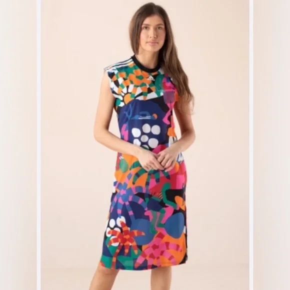 adidas x Farm Rio Multicolor Graphic Midi Dress - Picture 3 of 13